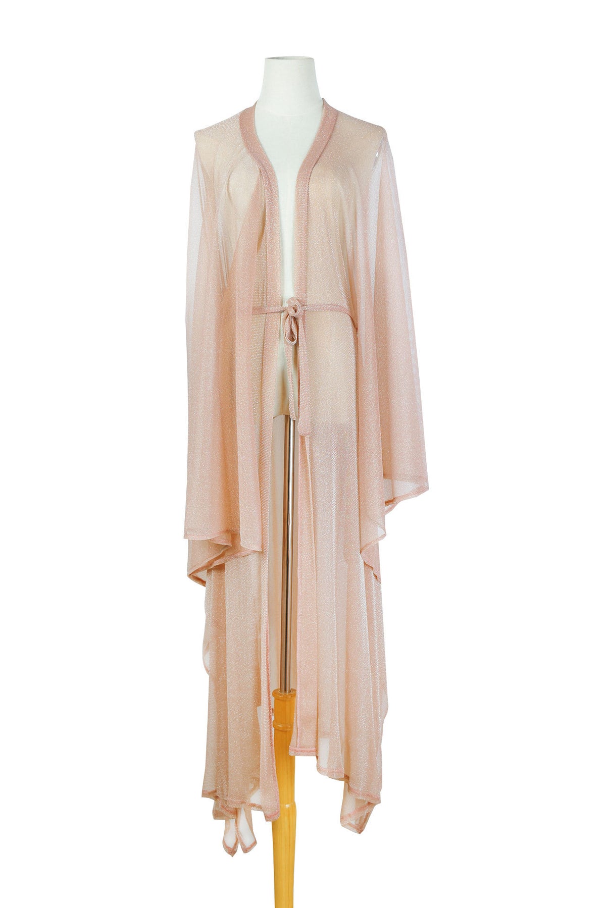Sheer Sparkle Knit Long Beach Kimono - Rose Gold - 5