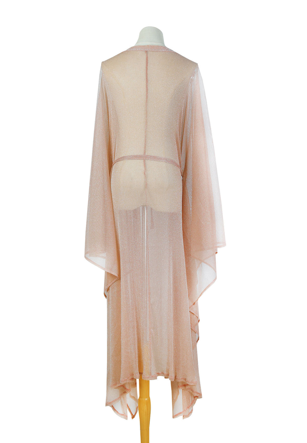 Sheer Sparkle Knit Long Beach Kimono - Rose Gold - 7