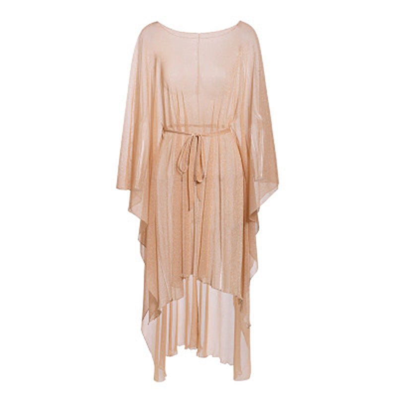 Sheer Sparkle Knit Long Beach Kimono - Rose Gold - 8