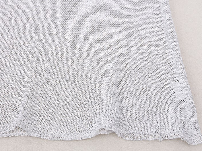 Sheer Sparkle Knit Long Beach Kimono - Silver - 6