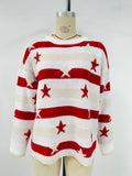 Star and Stripe Oversized Knit Sweater - Apricot