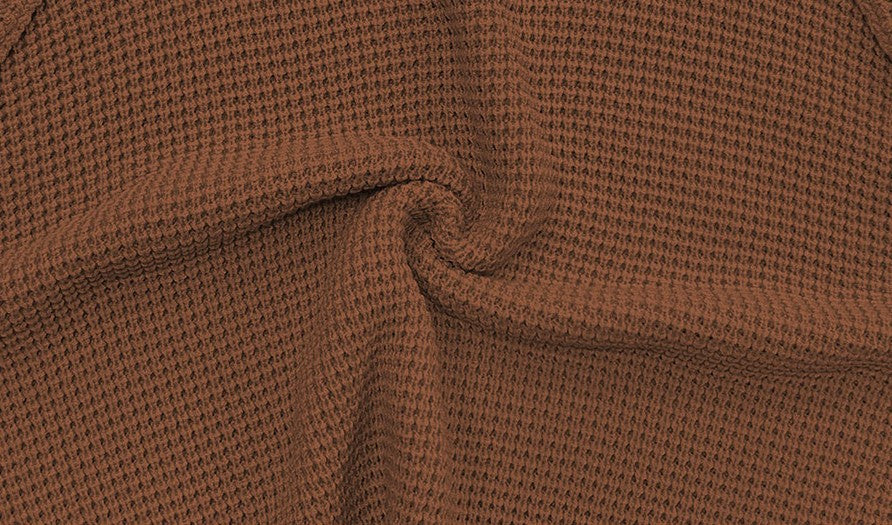 Waffle Knit Mock Neck Striped Sleeve Sweater - view 4