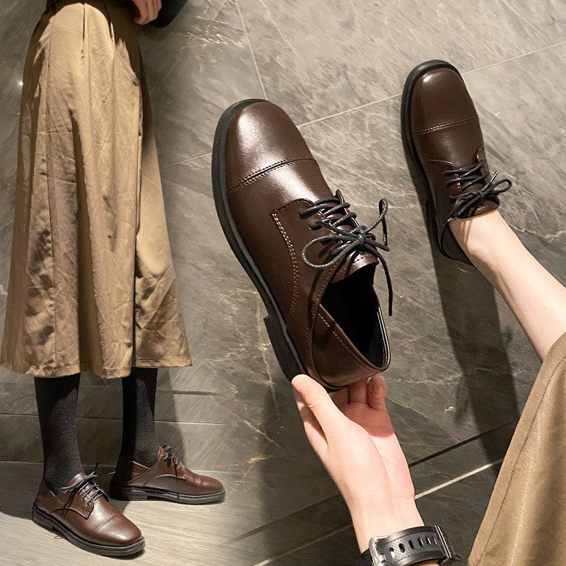 Cap Toe Lace-Up Oxford Flats