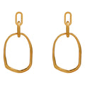 Open Oval Hoop Link Earrings - Gold