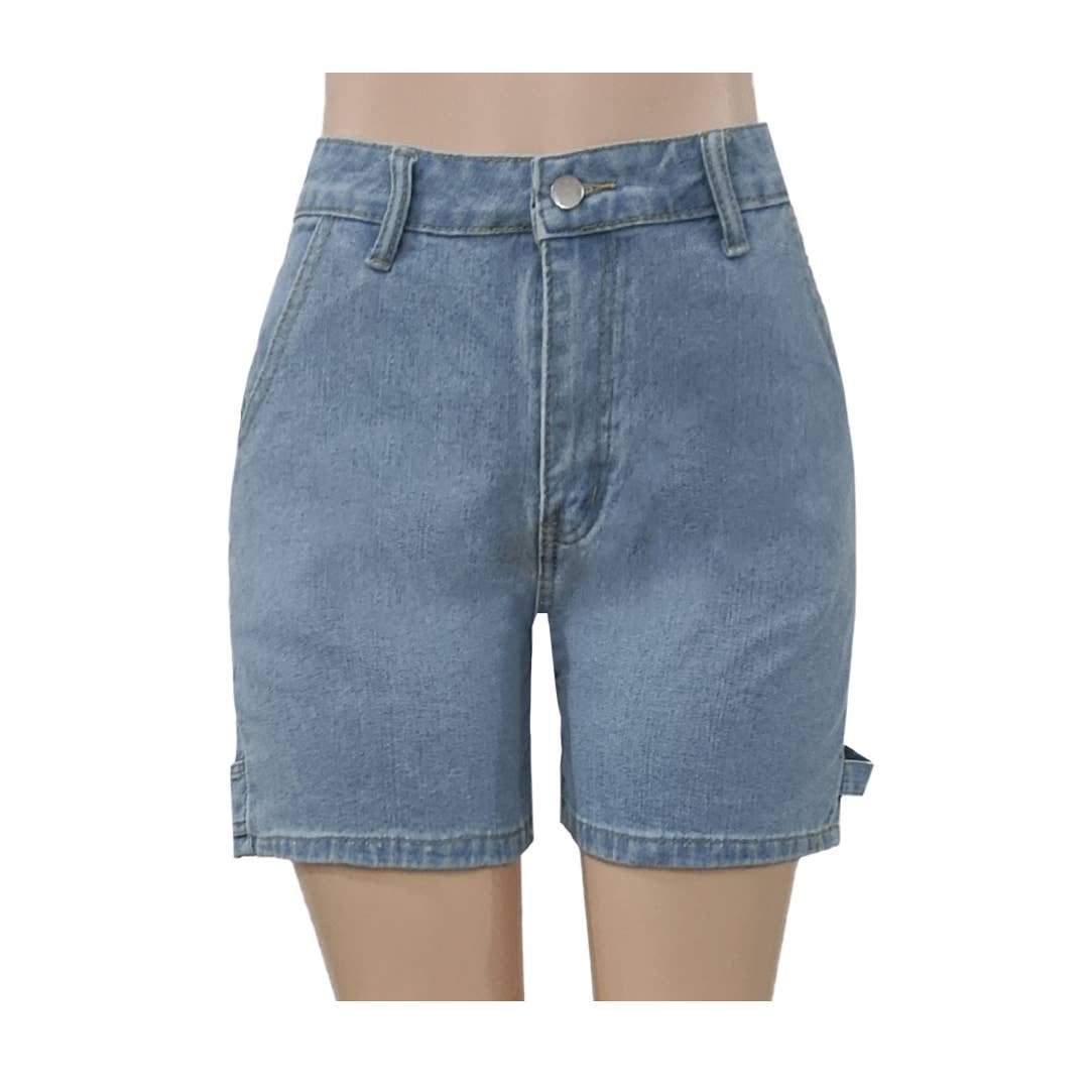 Washed Carpenter Denim Straight Leg Shorts