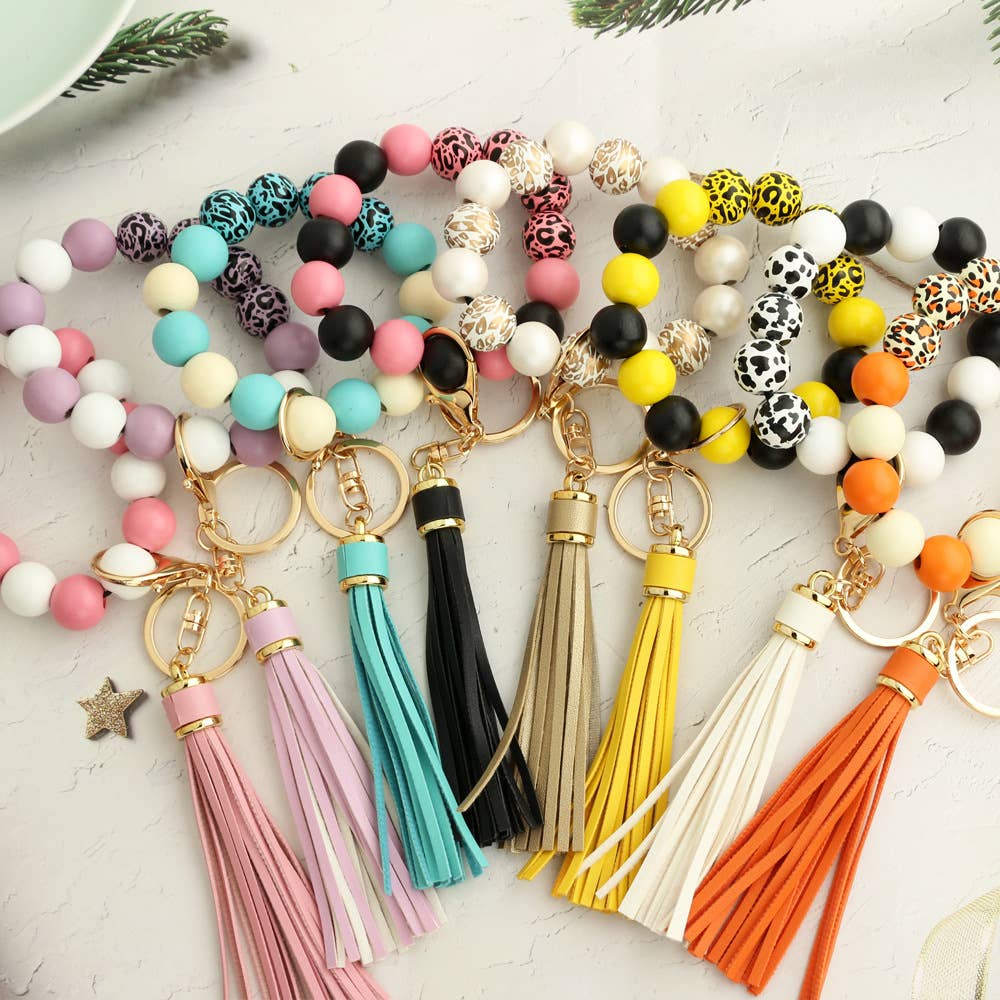 Two Tone Silicone Bead Bangle Keychain