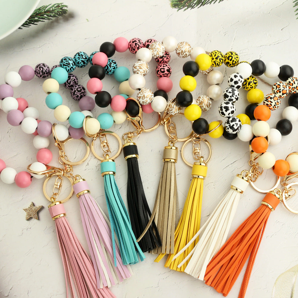 Two Tone Silicone Bead Bangle Keychain - view 1