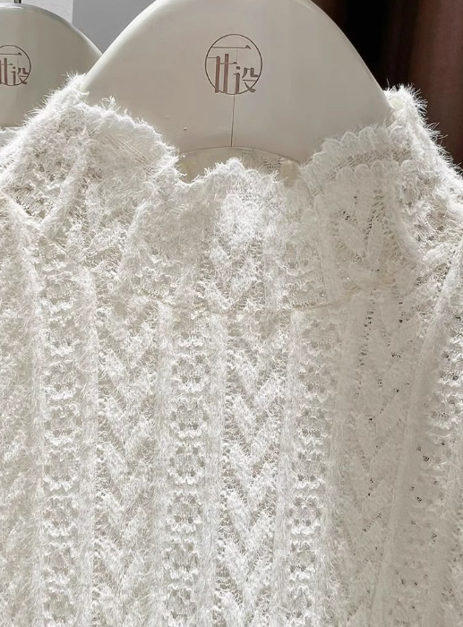 Sheer Pointelle Knit Mock Neck Layering Top - view 1