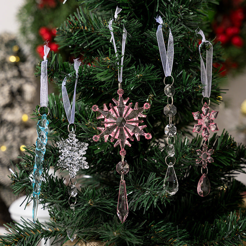 Snowflake Icicle Christmas Ornaments Set of 5 - view 1