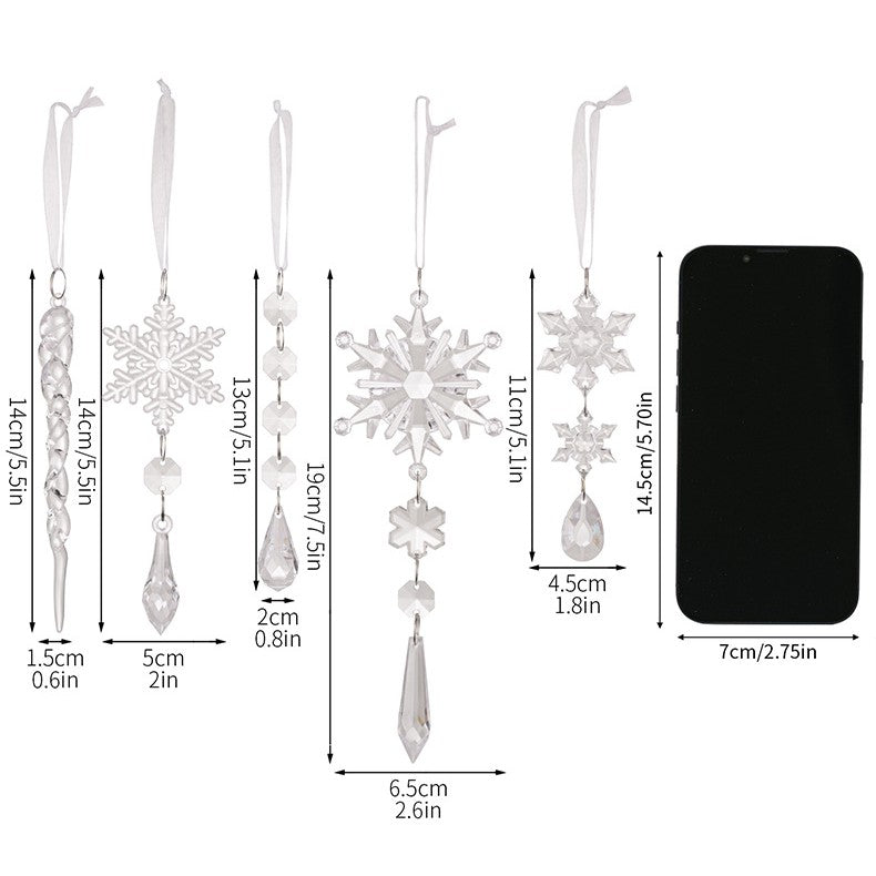 Snowflake Icicle Christmas Ornaments Set of 5 - view 2