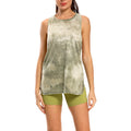 Tie Dye Racerback Workout Tank Top - ArmyGreen