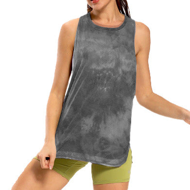 Tie Dye Racerback Workout Tank Top - Black
