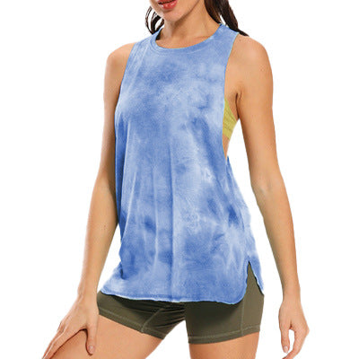 Tie Dye Racerback Workout Tank Top - Blue