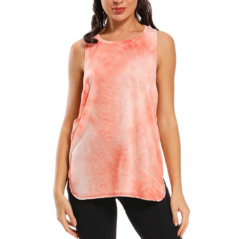 Tie Dye Racerback Workout Tank Top - Orange