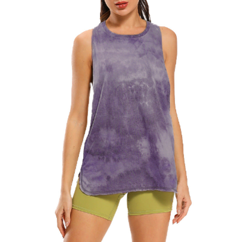 Tie Dye Racerback Workout Tank Top - Purple