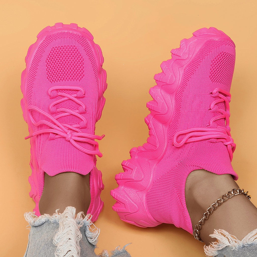 Wavy Platform Knit Sock Sneakers