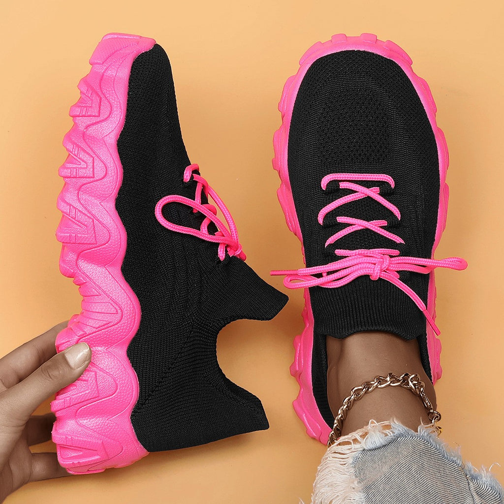 Wavy Platform Knit Sock Sneakers