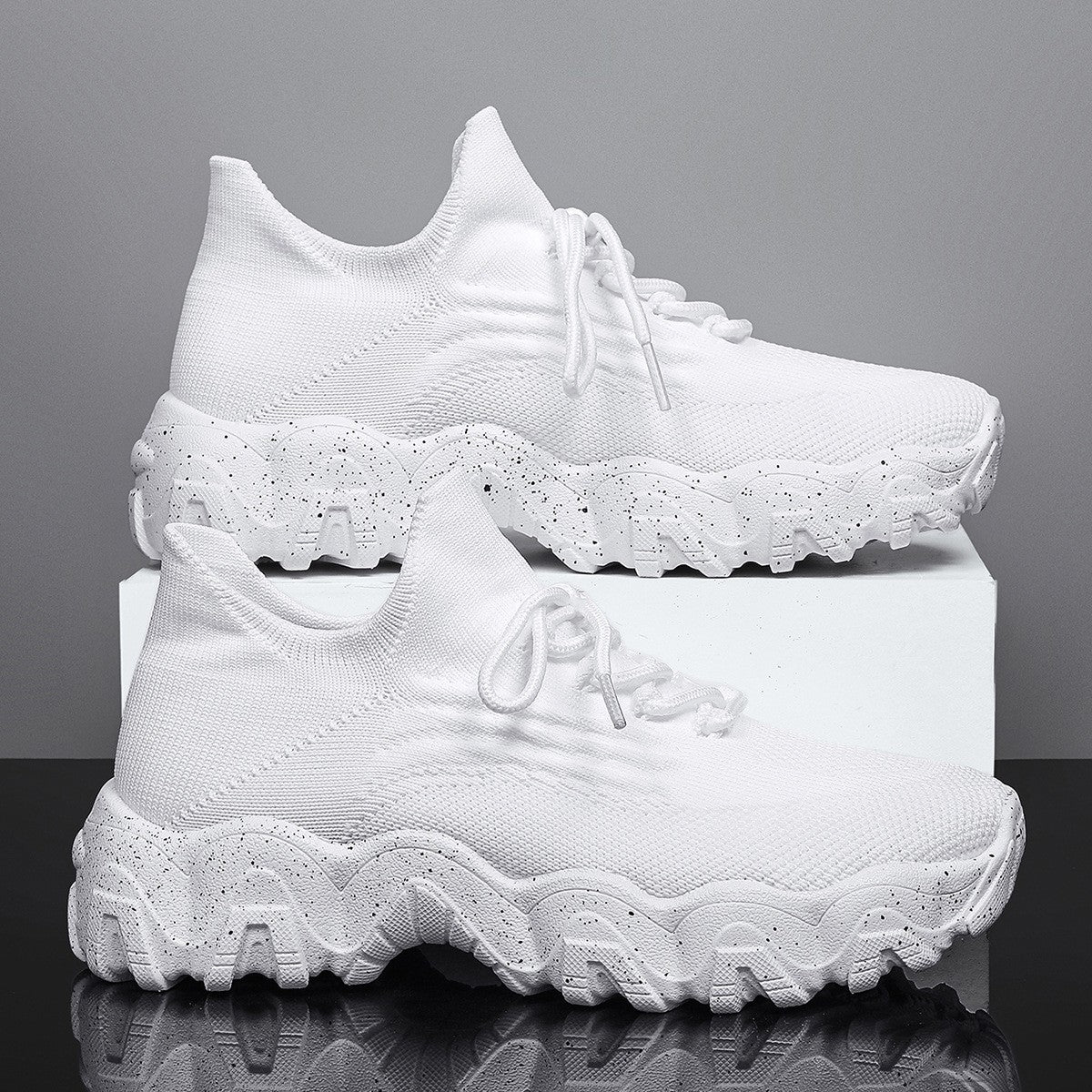 Wavy Platform Knit Sock Sneakers