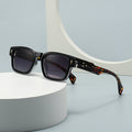 Retro Chunky Square Rivet Frame Sunglasses - C1
