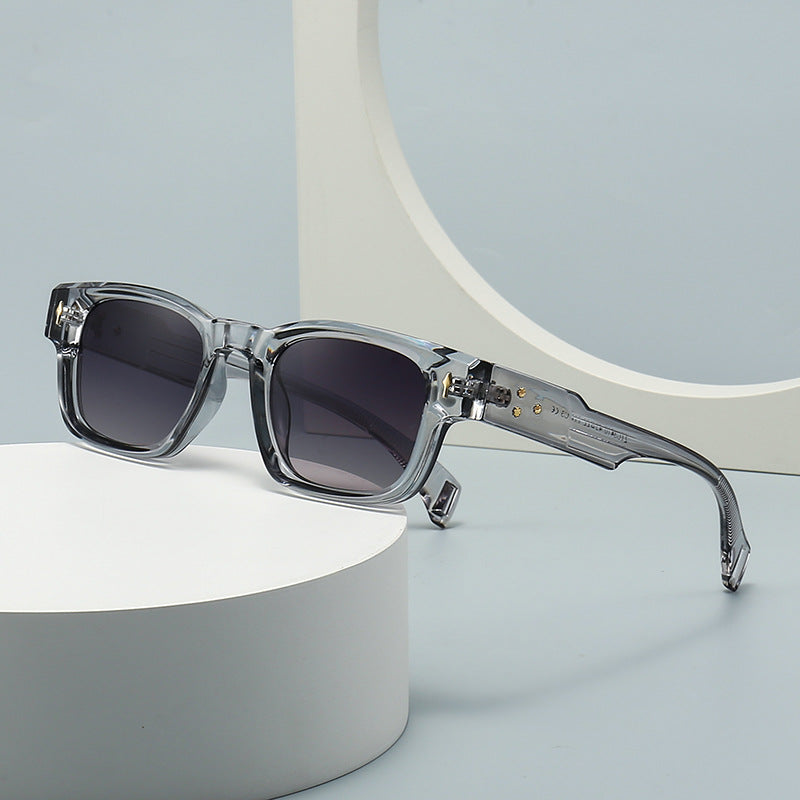 Retro Chunky Square Rivet Frame Sunglasses - C3