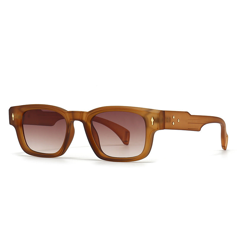 Retro Chunky Square Rivet Frame Sunglasses - C5