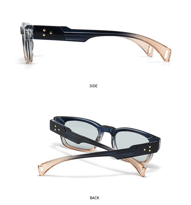 Retro Chunky Square Rivet Frame Sunglasses