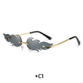 Rimless Flame Shaped Novelty Sunglasses - C1