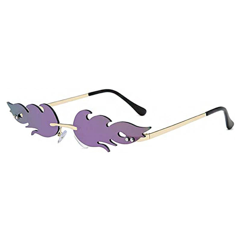 Rimless Flame Shaped Novelty Sunglasses - C16