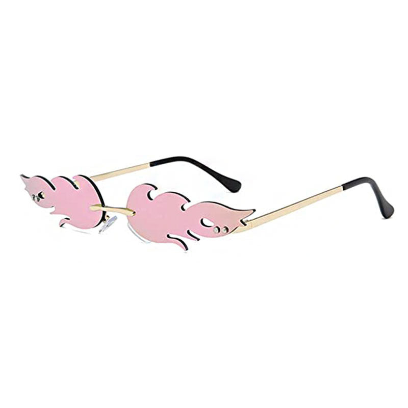 Rimless Flame Shaped Novelty Sunglasses - C17