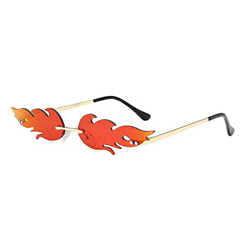 Rimless Flame Shaped Novelty Sunglasses - C18