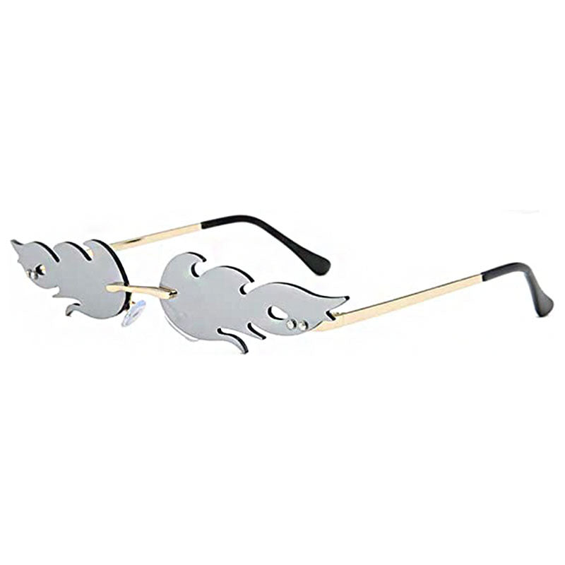 Rimless Flame Shaped Novelty Sunglasses - C19