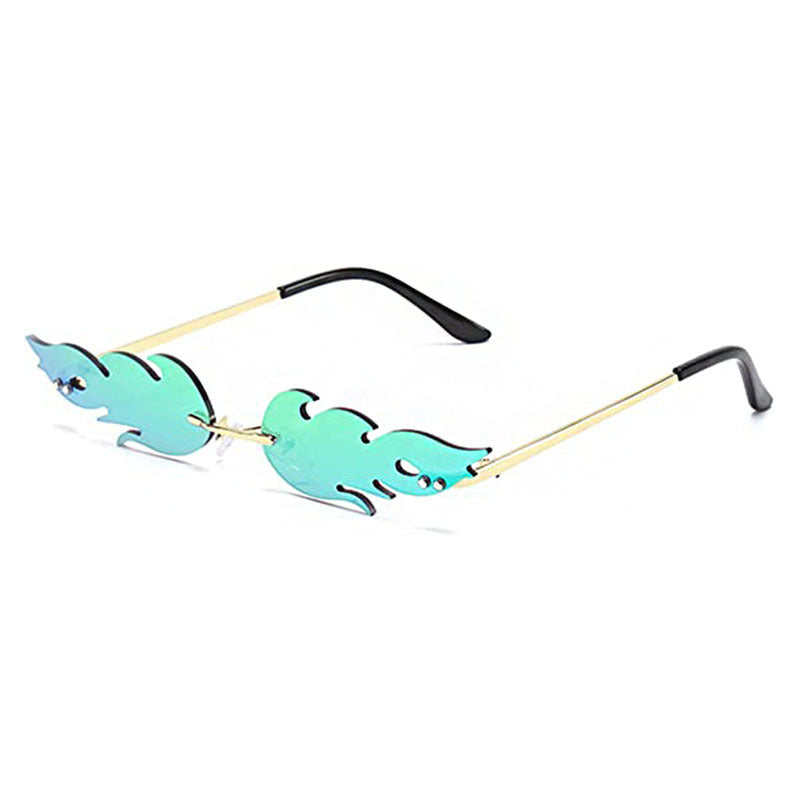Rimless Flame Shaped Novelty Sunglasses - C20