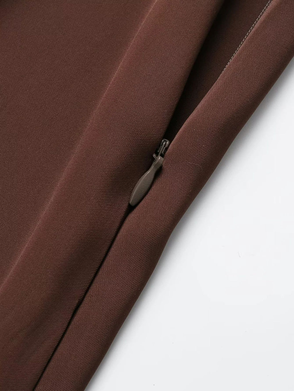 Satin Midi Skirt With Sheer Lace Hem - Coffee - 3