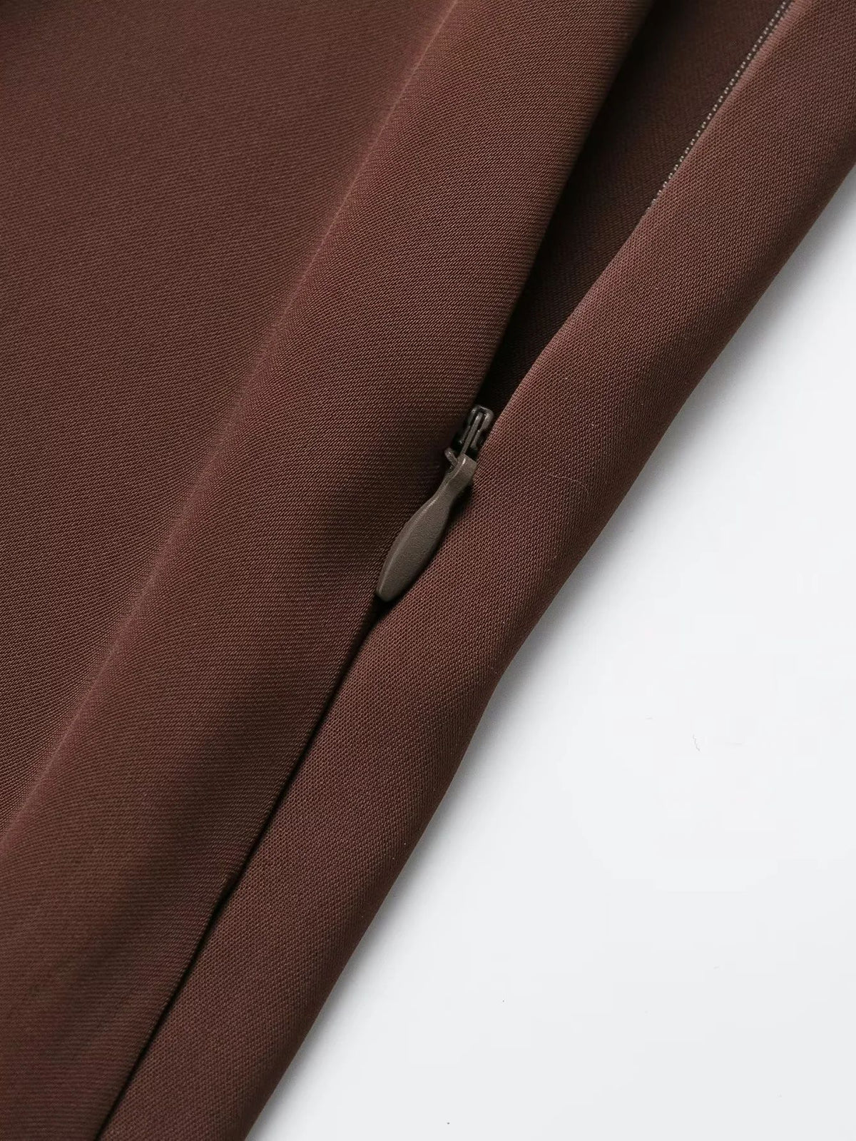 Satin Midi Skirt With Sheer Lace Hem - Coffee - 3