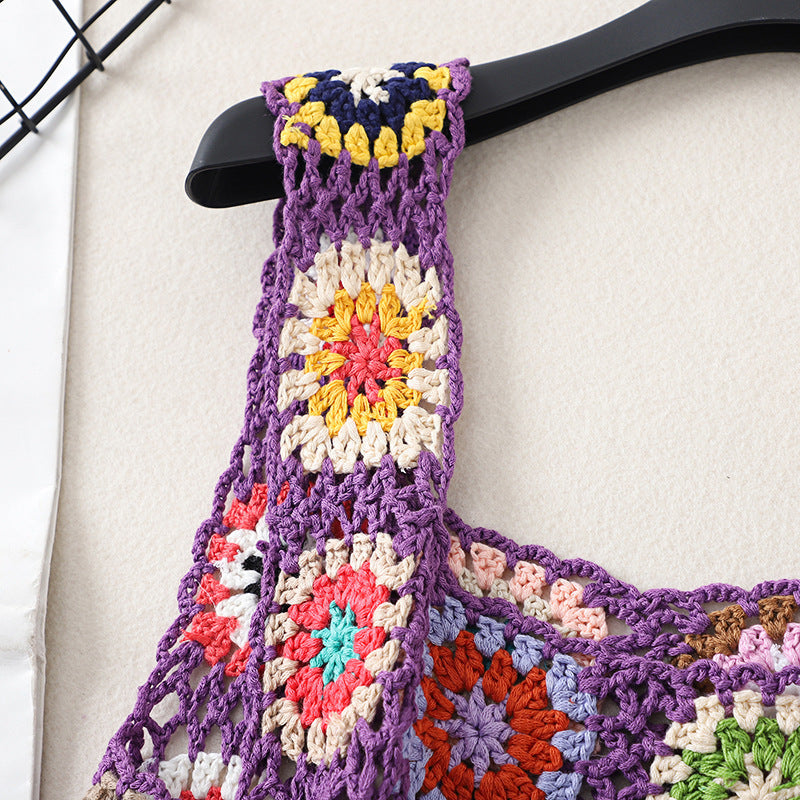 Granny Square Crochet Cover Up Tank - Purple - 3