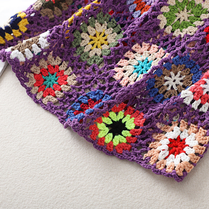 Granny Square Crochet Cover Up Tank - Purple - 7