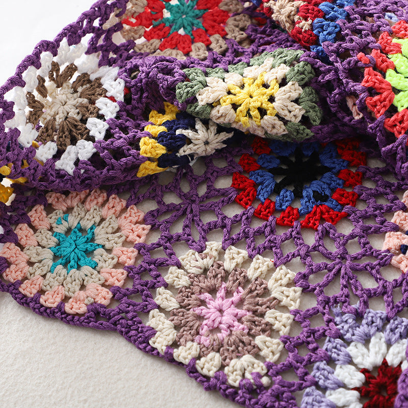 Granny Square Crochet Cover Up Tank - Purple - 8