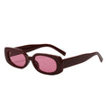 Slim Rectangle Tinted Lens Sunglasses - Red