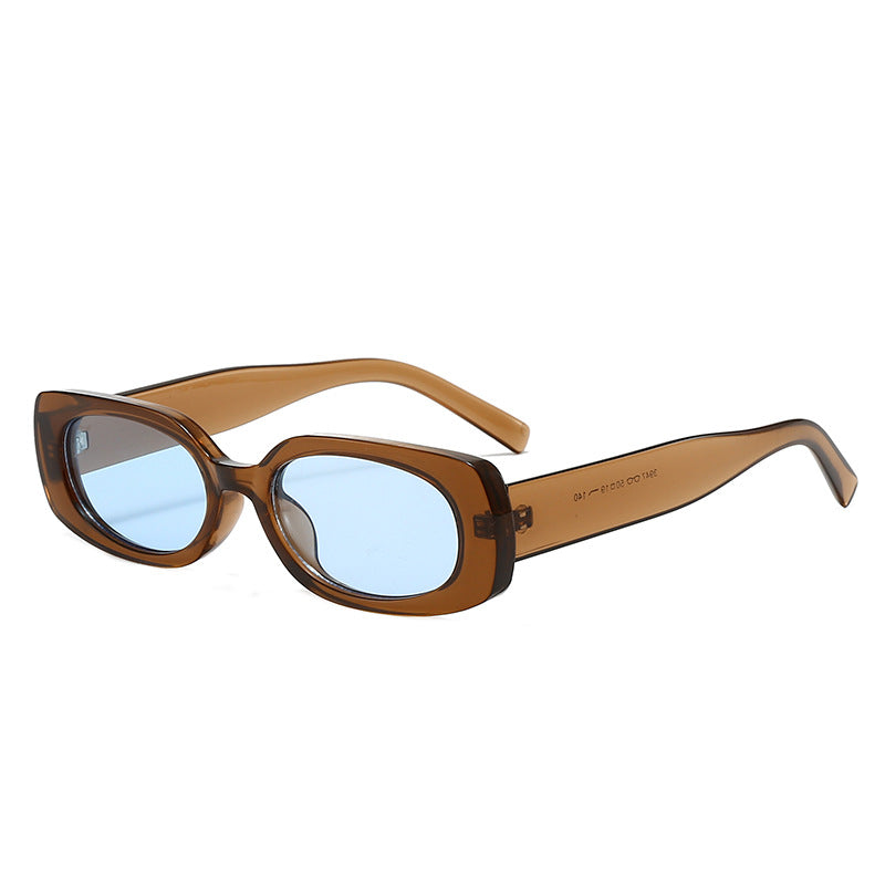 Slim Rectangle Tinted Lens Sunglasses - Tea