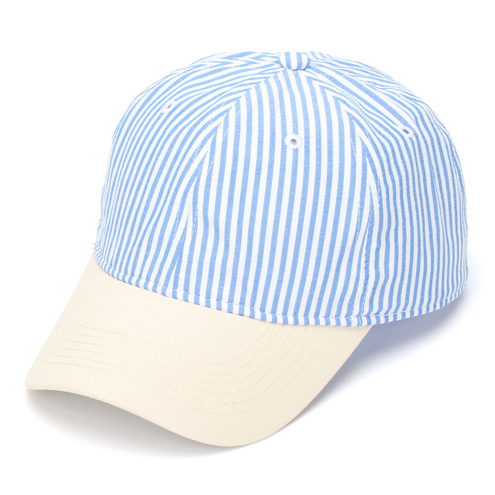 Classic Pinstripe Cotton Baseball Cap - Blue