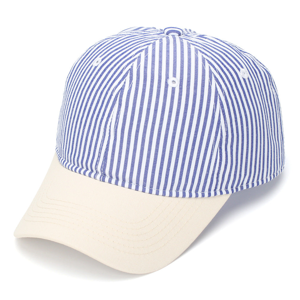 Classic Pinstripe Cotton Baseball Cap - DarkBlue