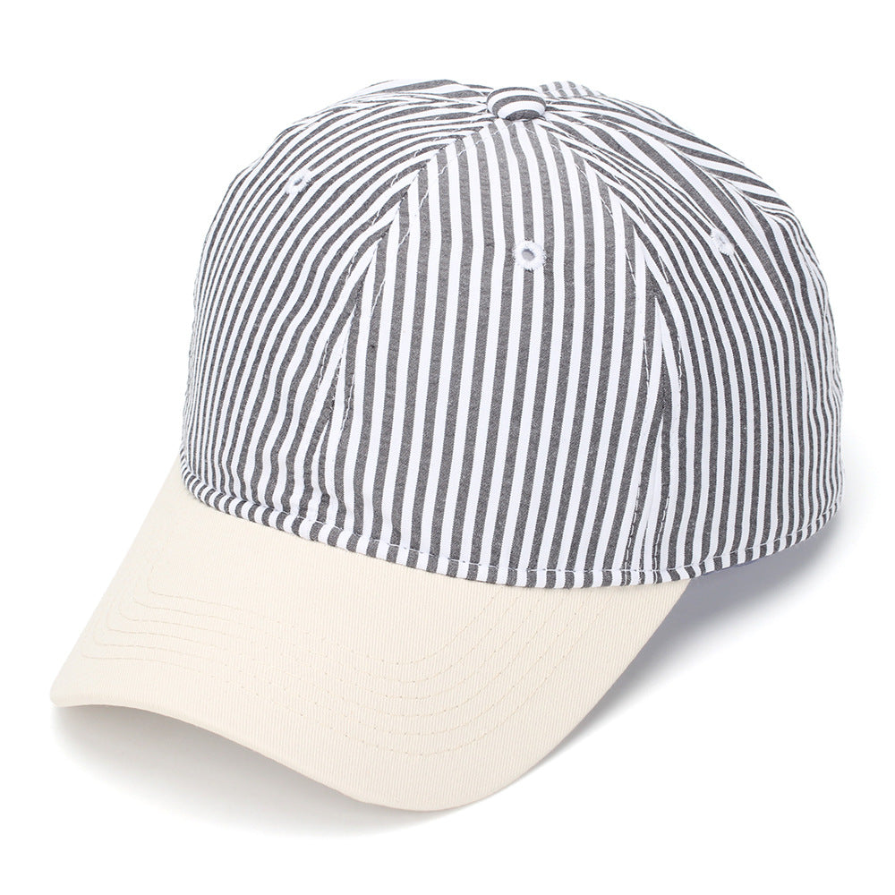 Classic Pinstripe Cotton Baseball Cap - Gray