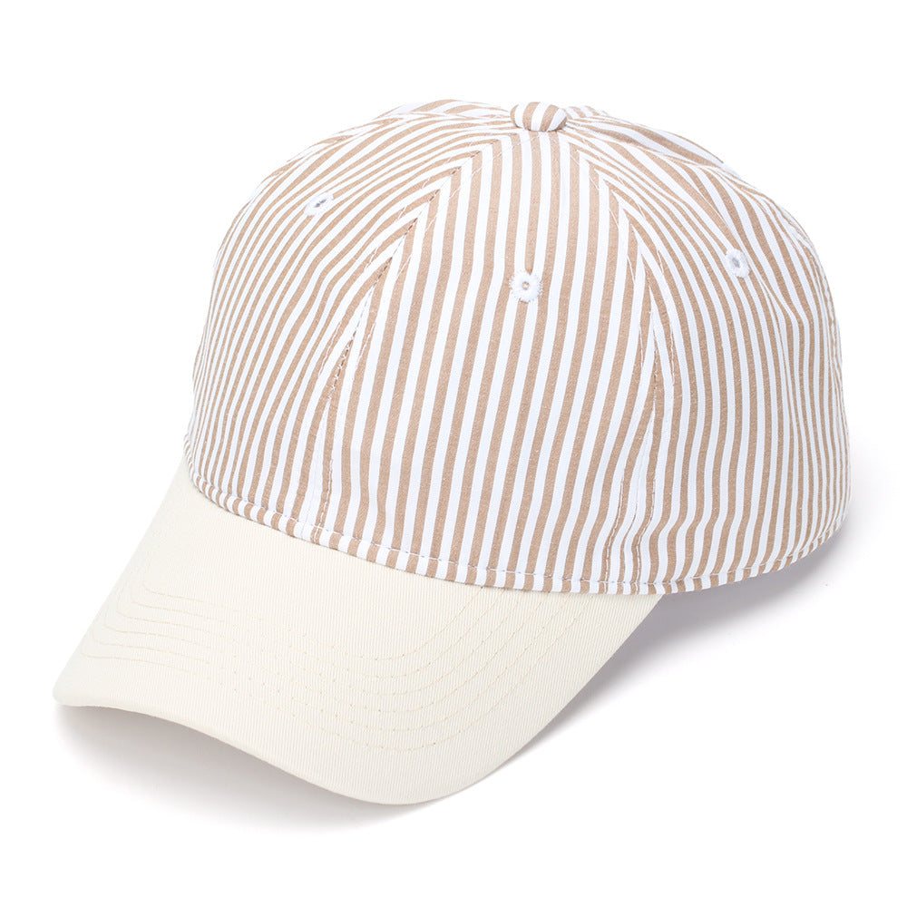 Classic Pinstripe Cotton Baseball Cap - Khaki