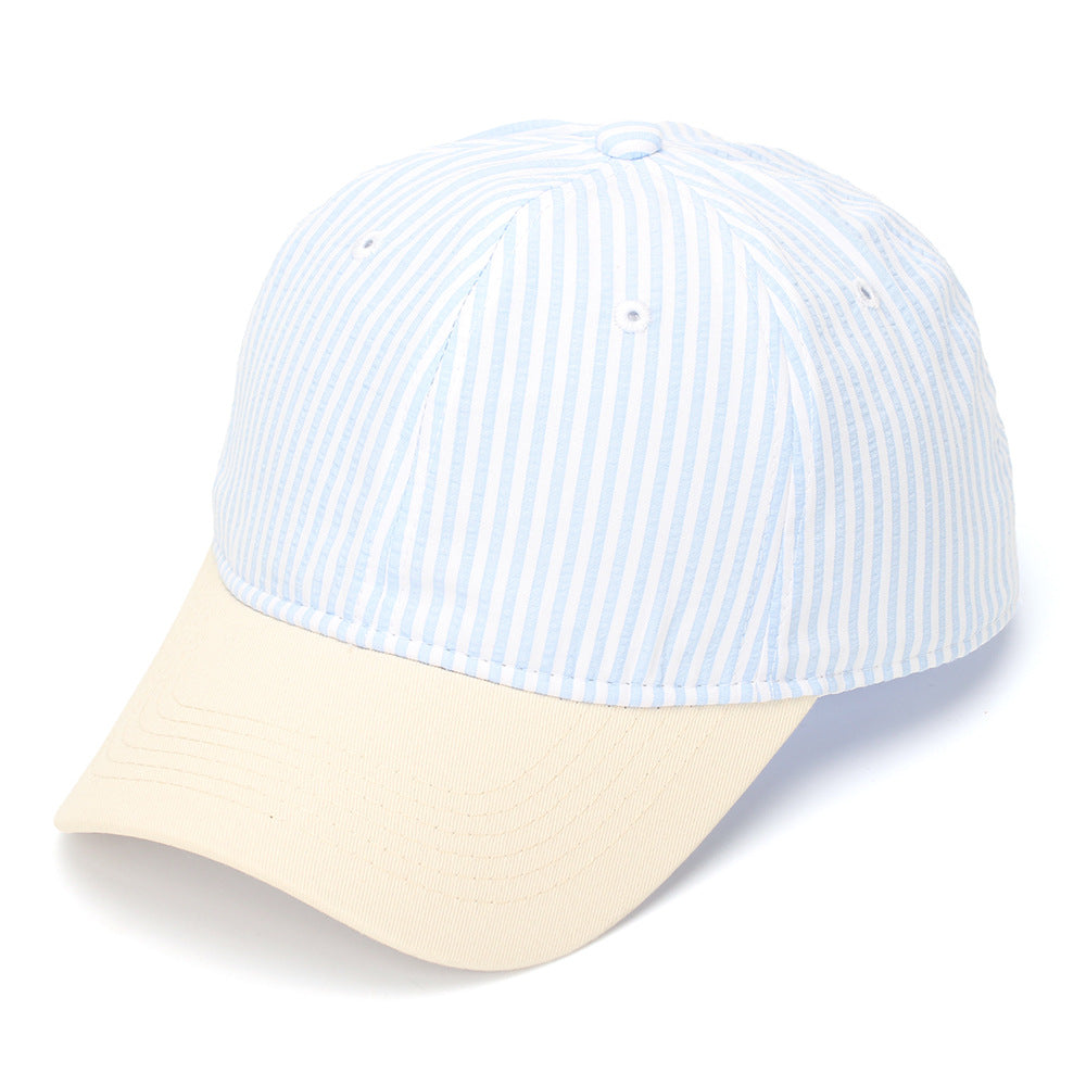 Classic Pinstripe Cotton Baseball Cap - LightBlue