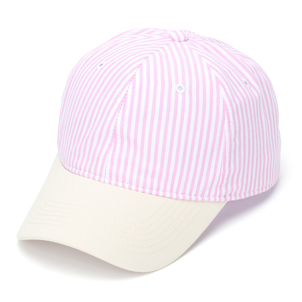 Classic Pinstripe Cotton Baseball Cap - Pink