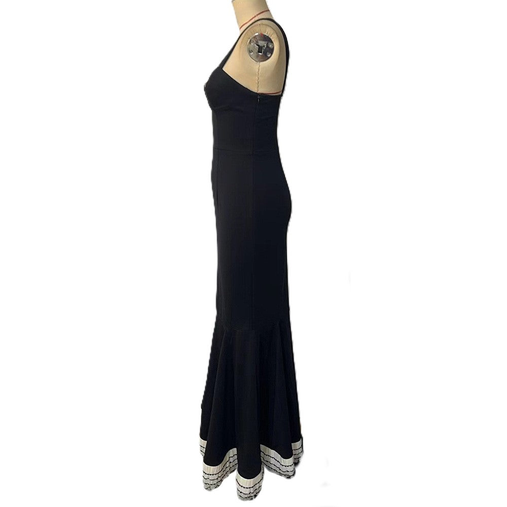 Bow Detail Mermaid Hem Maxi Dress - Black - 2