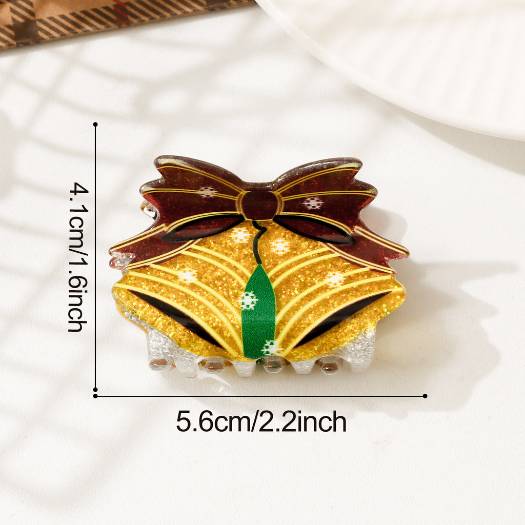 Christmas Claw Clip With Glittery Holiday Characters - Bell