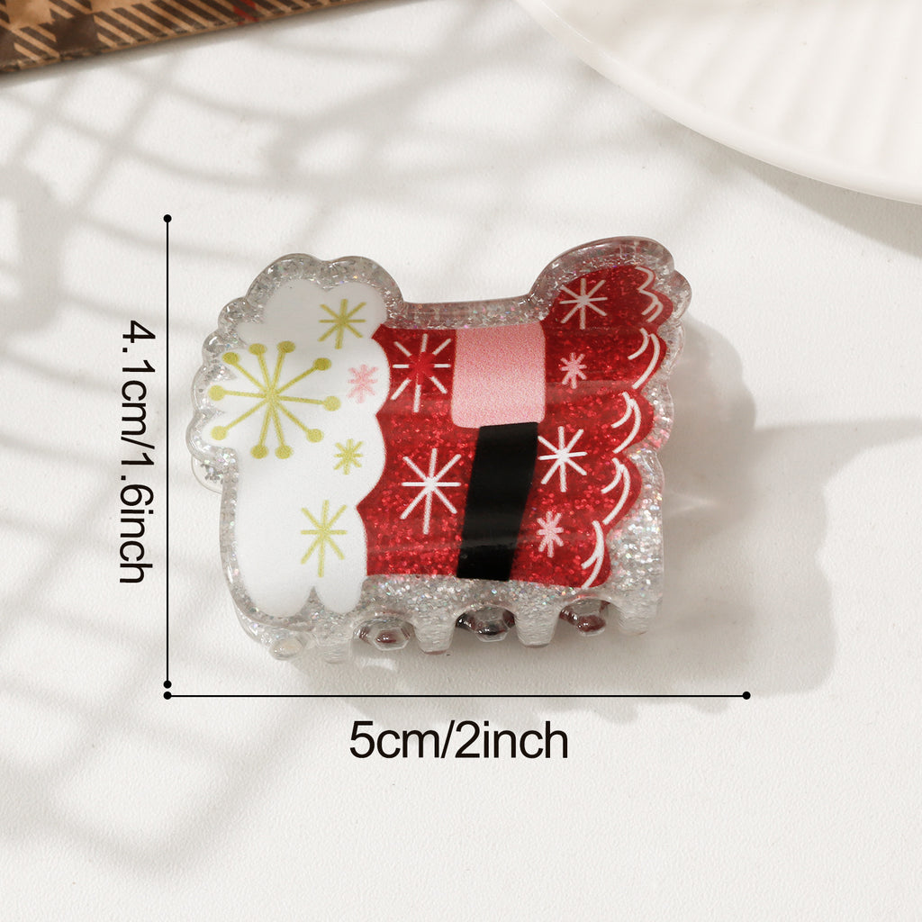 Christmas Claw Clip With Glittery Holiday Characters - Socks