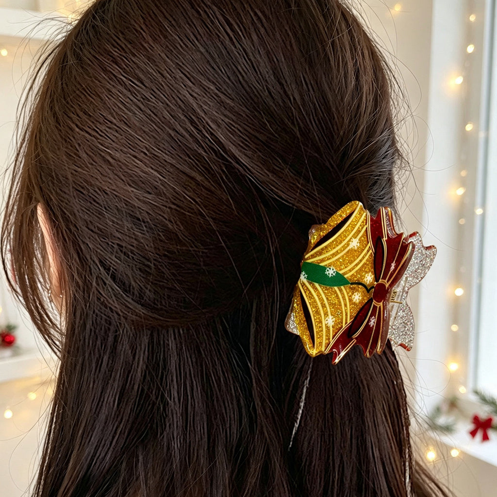Christmas Claw Clip With Glittery Holiday Characters