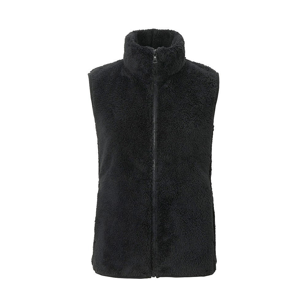 Cozy Teddy Fleece Zip Front Vest - black
